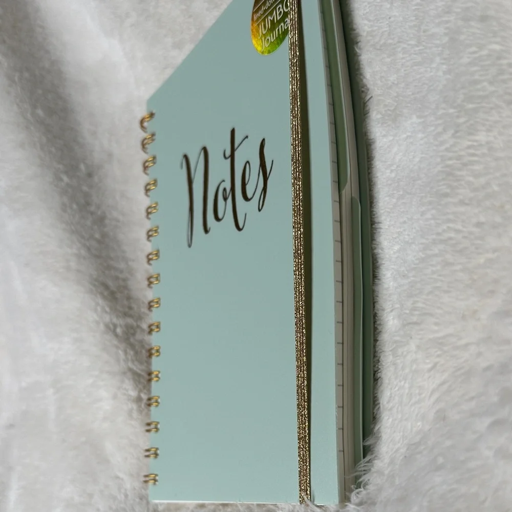 Notes Green & Gold Spiral Journal Doodle Sketch Notebook NWT lines dots blank